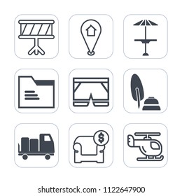 Premium outline, fill icons set on white background . Such as furniture, violin, shipping, sky, paper, white, sound, interior, saxophone, travel, music, map, drum, calligraphy, cafe, table, helicopter