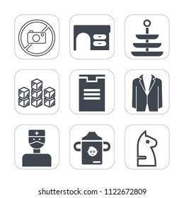 Premium outline, fill icons set on white background . Such as kitchen, photography, medical, sign, industrial, table, top, work, nutrition, computer, photo, box, meal, camera, office, factory, package