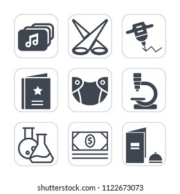 Premium outline, fill icons set on white background . Such as work, care, scene, business, machine, favour, coin, tool, medicine, diaper, biology, backdrop, paper, show, background, internet, book