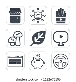 Premium outline, fill icons set on white background . Such as tool, finance, nature, medicine, french, cutout, edible, potato, lunch, investment, screen, tree, food, snack, communication, laboratory