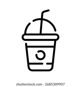 Ícone de contorno premium de copo de smoothie de frutas misturadas