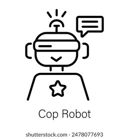 Premium outline icon of a cop robot 