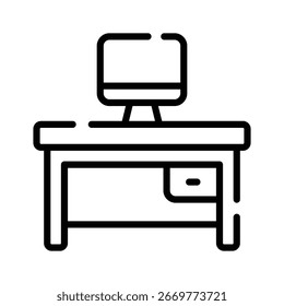 A premium outline icon of monitor stand table