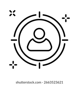 Icono de contorno de Premium que representa la audiencia principal segmentada