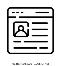 A premium outline icon showing web profile identity