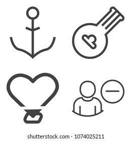 Premium outline set containing art, instrument, delete, marine, sailboat, heart, music, culture, romantic, helm icons. Simple, modern flat vector illustration for mobile app, website or desktop app