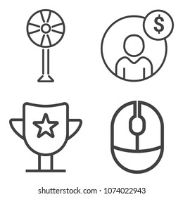 Premium outline set containing award, trophy, blade, victory, economy, internet, achievement, cooler, click, web icons. Simple, modern flat vector illustration for mobile app, website or desktop app