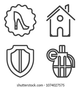 Premium outline set containing beautiful, protection, construction, heel, shoe, ammunition, security, graphic, war icons. Simple, modern flat vector illustration for mobile app, website or desktop app