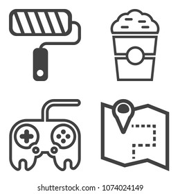 Premium outline set containing brush, painter, espresso, mug, renovation, caffeine, drink, work, background, web icons. Simple, modern flat vector illustration for mobile app, website or desktop app