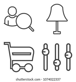 Premium outline set containing bulb, background, market, business, buy, store, concept, electric, purchase, web icons. Simple, modern flat vector illustration for mobile app, website or desktop app