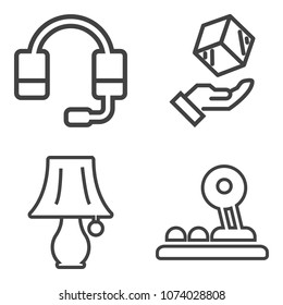Premium outline set containing button, web, shipping, care, audio, interior, packaging, center, electricity, box icons. Simple, modern flat vector illustration for mobile app, website or desktop app