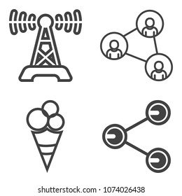Premium outline set containing chocolate, frozen, social, music, strawberry, digital, screen, display, record, dj icons. Simple, modern flat vector illustration for mobile app, website or desktop app