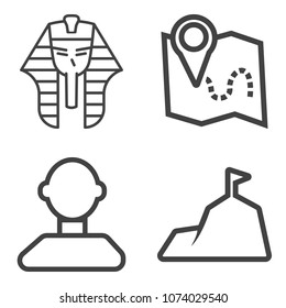 Premium outline set containing city, social, navigation, mountain, landscape, people, network, egyptian, nature icons. Simple, modern flat vector illustration for mobile app, website or desktop app