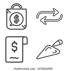 Premium outline set containing contract, label, buy, business, change, equipment, person, gift, team, work, drill icons. Simple, modern flat vector illustration for mobile app, website or desktop app