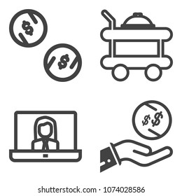 Premium outline set containing currency, communication, female, service, bedroom, business, money, bank, hand, bed icons. Simple, modern flat vector illustration for mobile app, website or desktop app