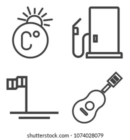 Premium outline set containing degree, ocean, nature, sound, petrol, concert, celsius, energy, temperature, scale icons. Simple, modern flat vector illustration for mobile app, website or desktop app