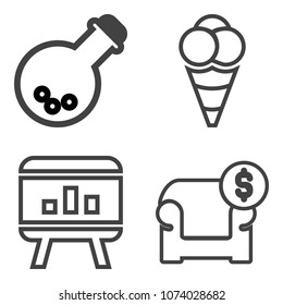 Premium outline set containing dentist, sale, interior, medical, milk, summer, chart, medicine, flavor, diagram icons. Simple, modern flat vector illustration for mobile app, website or desktop app