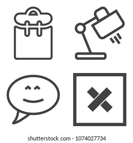 Premium outline set containing desk, pass, phone, light, business, interior, sign, chatting, lamp, ransack, decor icons. Simple, modern flat vector illustration for mobile app, website or desktop app