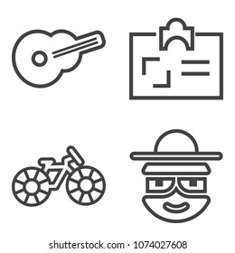 Premium outline set containing document, sound, chain, cycle, bike, activity, card, musical, business, id, pedal icons. Simple, modern flat vector illustration for mobile app, website or desktop app