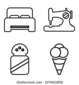 Premium outline set containing double, seasoning, cold, fabric, tailor, furniture, pillow, spa, modern, ice, home icons. Simple, modern flat vector illustration for mobile app, website or desktop app