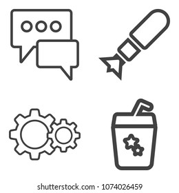 Premium outline set containing explosive, summer, bubble, glass, weapon, communication, graphic, bomb, explode icons. Simple, modern flat vector illustration for mobile app, website or desktop app