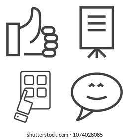 Premium outline set containing good, modern, success, group, businessman, confidence, talking, hand, speaker, sign icons. Simple, modern flat vector illustration for mobile app, website or desktop app