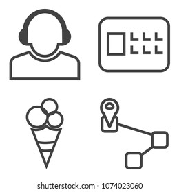 Premium outline set containing gps, white, chocolate, storage, headset, vanilla, security, safety, operator, map icons. Simple, modern flat vector illustration for mobile app, website or desktop app
