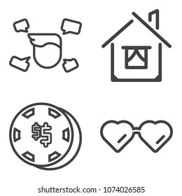 Premium outline set containing guy, house, bet, real, boy, modern, chance, property, male, residential, white, sun icons. Simple, modern flat vector illustration for mobile app, website or desktop app