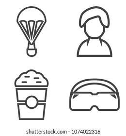 Premium outline set containing head, cafe, morning, restaurant, high, cup, parachuting, landing, woman, sport, sky icons. Simple, modern flat vector illustration for mobile app, website or desktop app