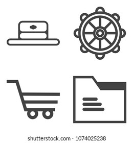 Premium outline set containing helm, shop, trolley, sea, boat, nautical, buy, blank, file, market, vessel, uniform icons. Simple, modern flat vector illustration for mobile app, website or desktop app