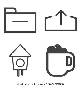 Premium outline set containing hole, management, paperwork, business, catalog, mug, cup, website, web, paper, cafe icons. Simple, modern flat vector illustration for mobile app, website or desktop app