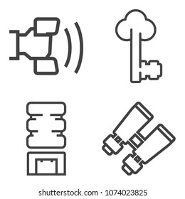 Premium outline set containing ice, door, modern, sms, steel, key, spy, lock, iron, equipment, view, white, smart icons. Simple, modern flat vector illustration for mobile app, website or desktop app