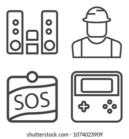 Premium outline set containing industrial, man, audio, lifebuoy, background, help, graphic, rescue, people, work icons. Simple, modern flat vector illustration for mobile app, website or desktop app