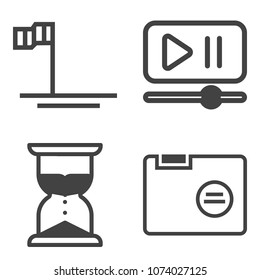 Premium outline set containing interface, watch, paper, blank, hourglass, player, sea, timer, minute, object, bar icons. Simple, modern flat vector illustration for mobile app, website or desktop app