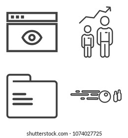 Premium outline set containing interface, potential, hobby, document, motivation, folder, address, object, growth icons. Simple, modern flat vector illustration for mobile app, website or desktop app