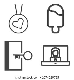 Premium outline set containing internet, emergency, cream, cone, ring, fashion, necklace, online, jewelry, dessert icons. Simple, modern flat vector illustration for mobile app, website or desktop app