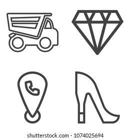 Premium outline set containing leather, car, cargo, transportation, technology, diamond, shiny, shoe, brilliant icons. Simple, modern flat vector illustration for mobile app, website or desktop app