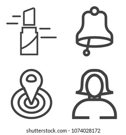 Premium outline set containing limited, bell, circle, white, portrait, woman, cycle, girl, hand, face, female, gps icons. Simple, modern flat vector illustration for mobile app, website or desktop app