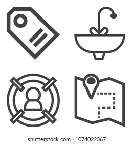 Premium outline set containing liquid, businessman, location, business, drop, kitchen, marketing, sink, pin, wet icons. Simple, modern flat vector illustration for mobile app, website or desktop app