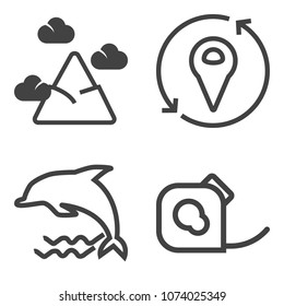 Premium outline set containing location, vacation, element, sea, chain, mammal, tape, jump, insulating, adhesive icons. Simple, modern flat vector illustration for mobile app, website or desktop app