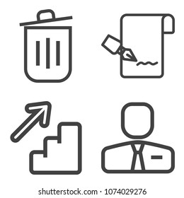 Premium outline set containing man, step, stairs, document, list, up, office, employment, walk, down, paper, white icons. Simple, modern flat vector illustration for mobile app, website or desktop app