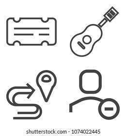 Premium outline set containing marker, film, acoustic, jazz, flute, event, paper, pointer, movie, orchestra, rock icons. Simple, modern flat vector illustration for mobile app, website or desktop app