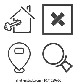Premium outline set containing marker, magnifying, magnify, object, graphic, home, mortgage, estate, element, pin icons. Simple, modern flat vector illustration for mobile app, website or desktop app