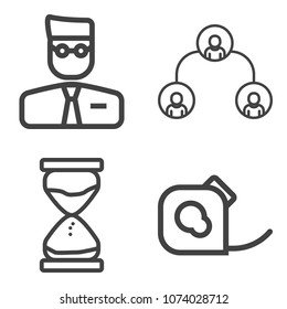 Premium outline set containing minute, people, user, roll, corporate, electrical, sign, duct, team, insulating icons. Simple, modern flat vector illustration for mobile app, website or desktop app