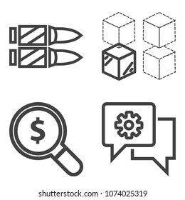 Premium outline set containing mobile, danger, army, adult, gun, war, estate, technology, protection, people, shot icons. Simple, modern flat vector illustration for mobile app, website or desktop app