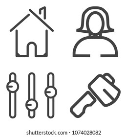 Premium outline set containing modern, concept, element, door, pretty, lady, sign, girl, wrench, female, house icons. Simple, modern flat vector illustration for mobile app, website or desktop app