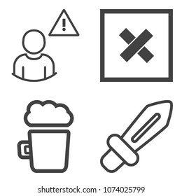Premium outline set containing mug, lager, information, liquid, profile, glass, knight, pub, blade, sword, network icons. Simple, modern flat vector illustration for mobile app, website or desktop app