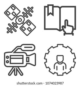 Premium outline set containing network, click, account, wireless, read, online, navigation, book, website, library icons. Simple, modern flat vector illustration for mobile app, website or desktop app