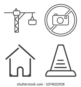 Premium outline set containing no, housing, repair, property, modern, climb, screwdriver, business, door, white icons. Simple, modern flat vector illustration for mobile app, website or desktop app