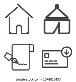 Premium outline set containing note, finance, nature, hiking, home, house, money, sign, vacation, list, holiday icons. Simple, modern flat vector illustration for mobile app, website or desktop app